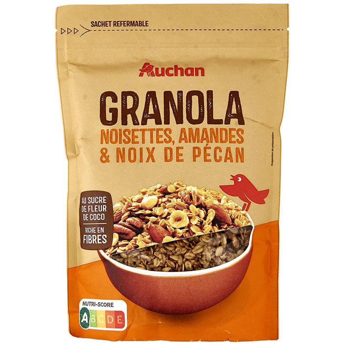 AUCHAN Granola aux noisettes, amandes et noix de pécan