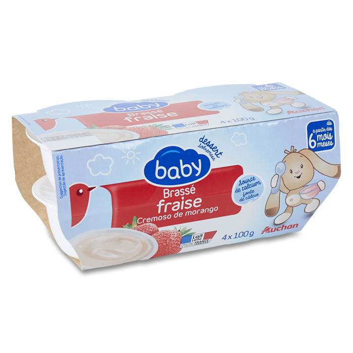 AUCHAN Baby Dessert lacté à la fraise dès 6 mois