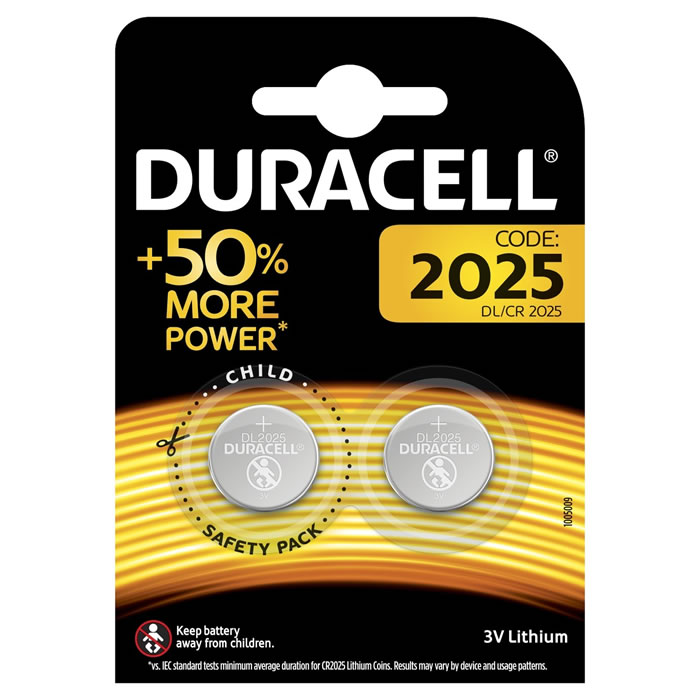 DURACELL Piles bouton lithium - type CR 2025