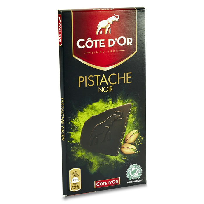 CÔTE D'OR Tablette de chocolat noir à la pistache