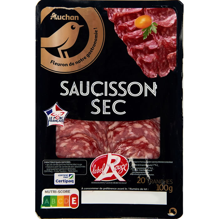AUCHAN GOURMET Saucisson sec label rouge