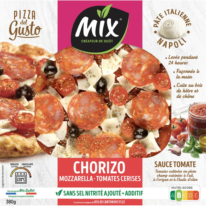 MIX BUFFET Pizza au chorizo, mozzarella et tomates cerise