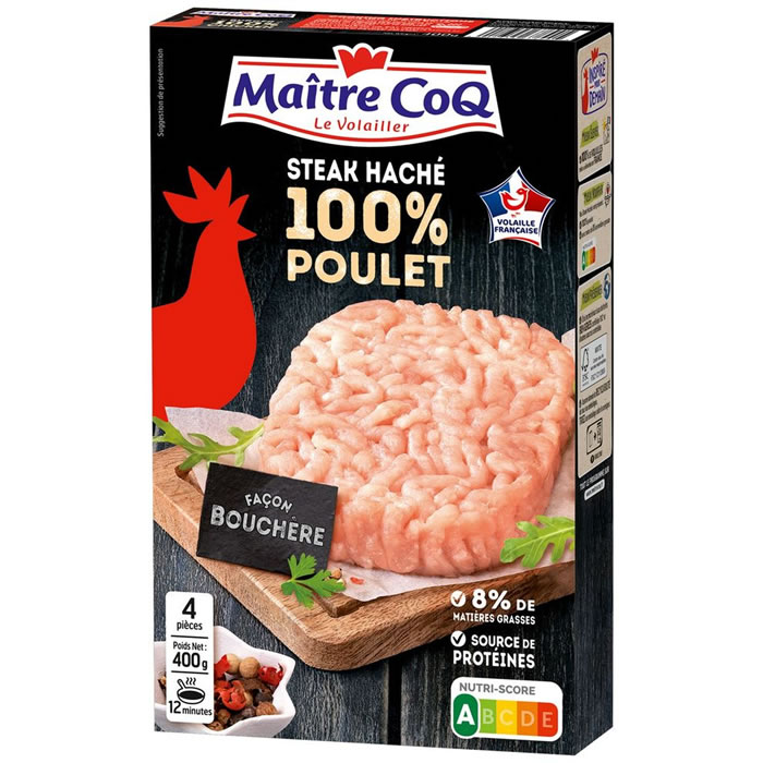 MAITRE COQ Steaks hachés poulet 8% M.G façon bouchère