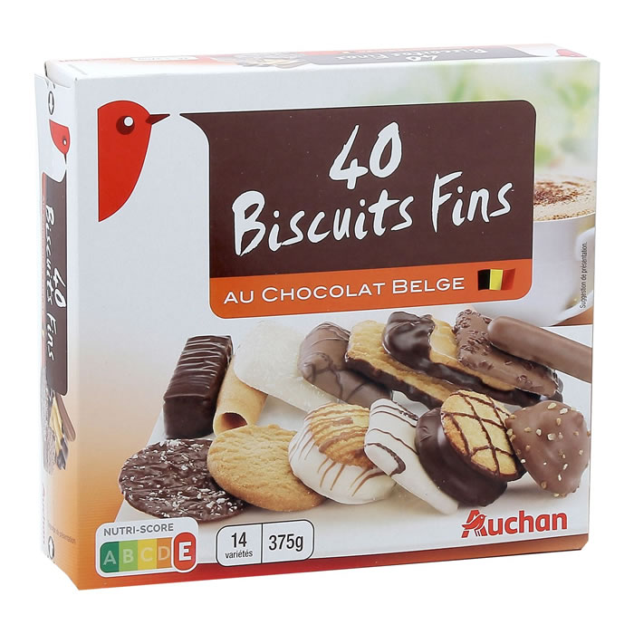 AUCHAN Assortiment de biscuits fins au chocolat Belge
