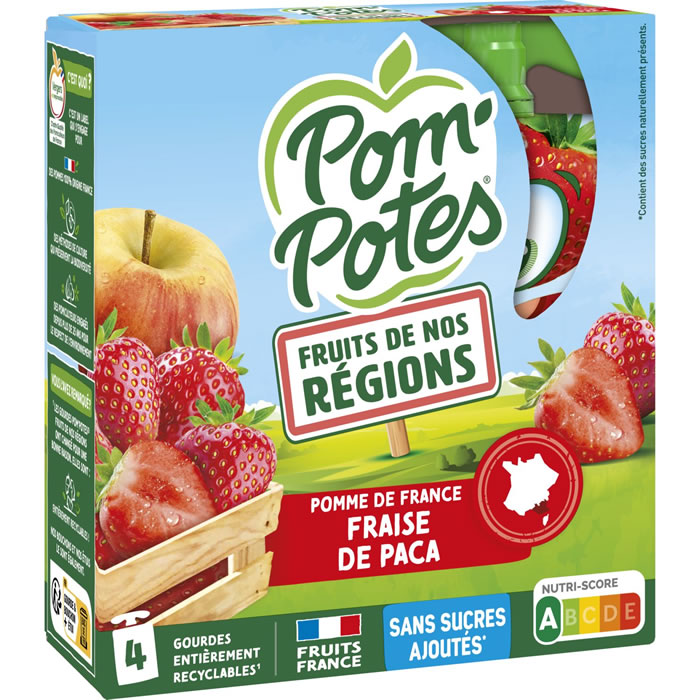 POM'POTES Dessert pomme fraise sans sucres ajoutés