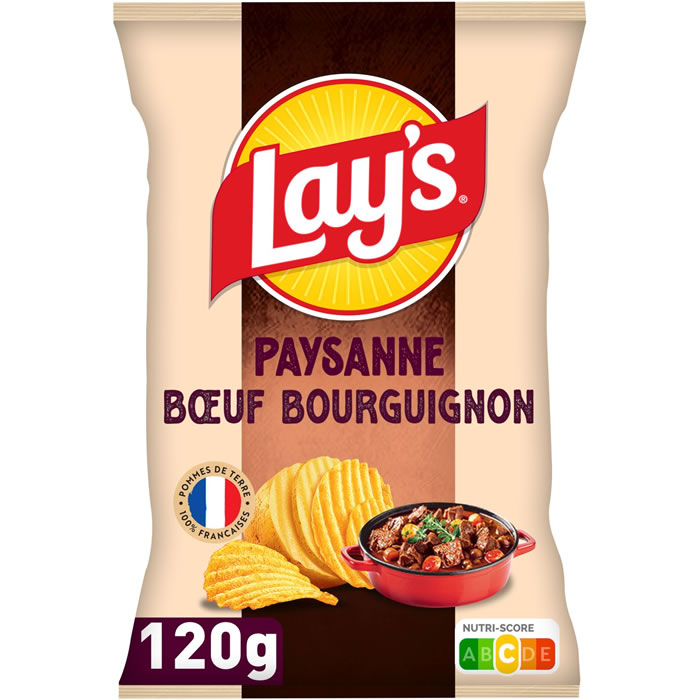 LAY'S Chips ondulées paysannes goût boeuf bourguignon