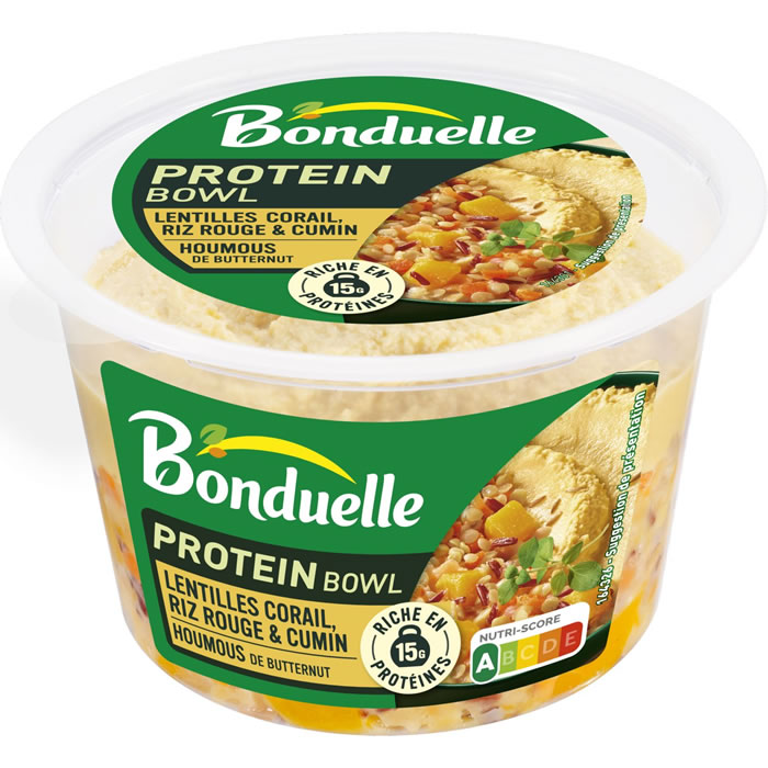 BONDUELLE Protein Bowl Salade de lentilles corail, riz rouge et houmous butternut