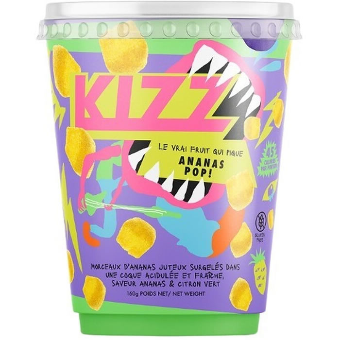 KIZZ Ananas Pop Ananas glacé enrobés de sucre acidulé au citron vert