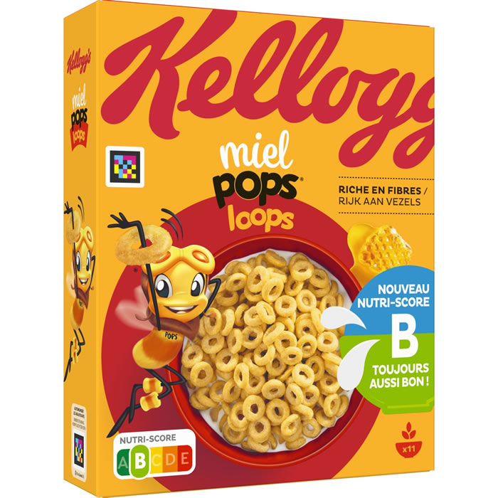 KELLOGG'S Miel Pops Loops Céréales de maïs soufflés au miel