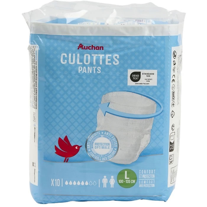 AUCHAN Culottes absorbantes mixte pour fuites urinaires taille L