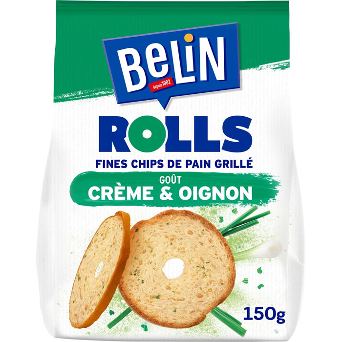 BELIN Rolls Chips fines de pain grillé saveur crème d'oignons