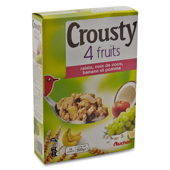 AUCHAN Céréales Crousty aux 4 Fruits