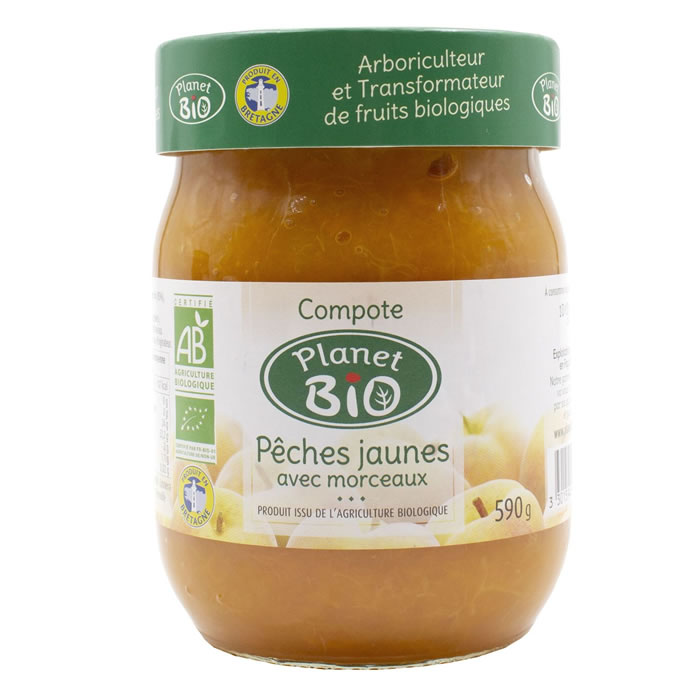 PLANET BIO Dessert pêche jaune avec morceaux bio