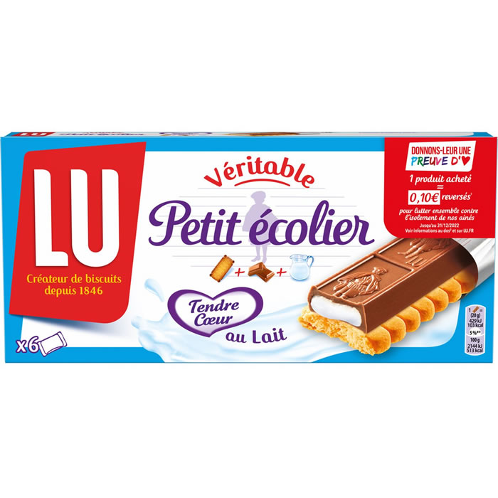 PETIT ECOLIER Tendre Coeur Biscuits petit beurre avec tablette de chocolat au lait