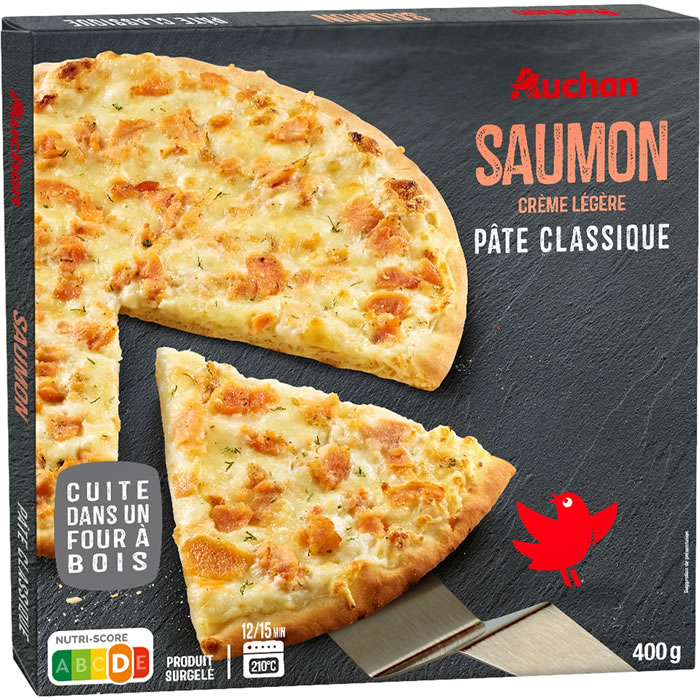AUCHAN Les Cuites au Feu de Bois Pizza au saumon