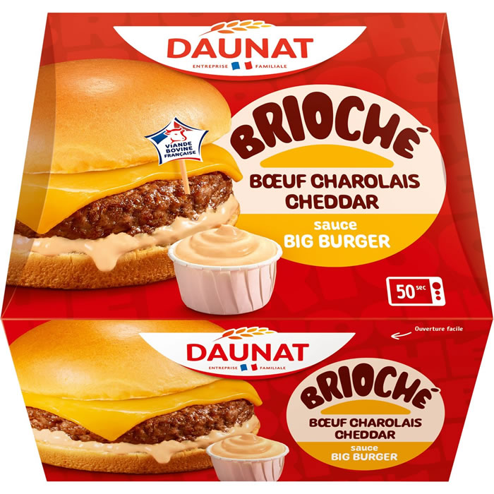 DAUNAT Brioché Burger au boeuf charolais, cheddar et sauce burger