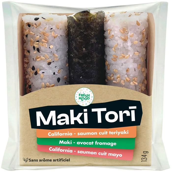 FRESHMOOD Maki Tori Sushi saumon teriyaki, avocat fromage et saumon cuit mayo