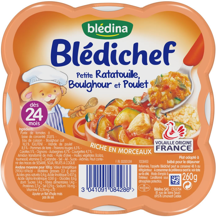 BLEDINA Blédichef Ratatouille, boulghour et poulet dès 24 mois