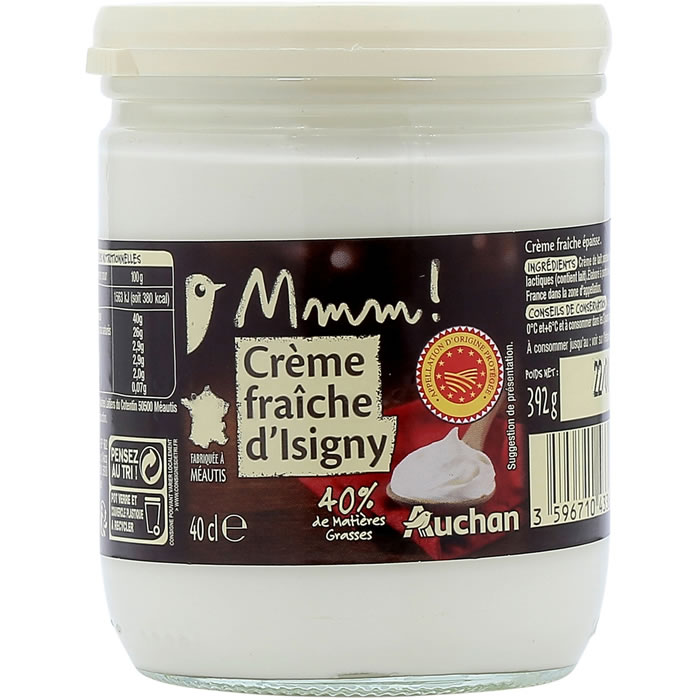 AUCHAN MMM ! Crème fraîche entière d'Isigny épaisse 40% M.G AOP