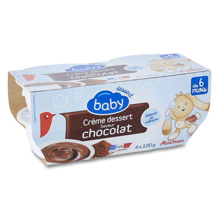 AUCHAN Baby Dessert lacté au chocolat dès 6 mois