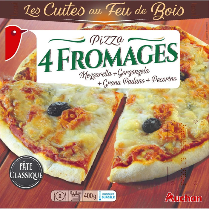 AUCHAN Les Cuites au Feu de Bois Pizza 4 fromages
