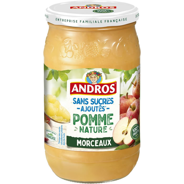 ANDROS Dessert pomme nature avec morceaux sans sucres ajoutés