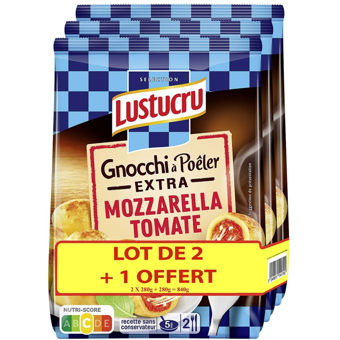 LUSTUCRU Gnocchi de pomme de terre à poêler fourré tomate, mozzarella