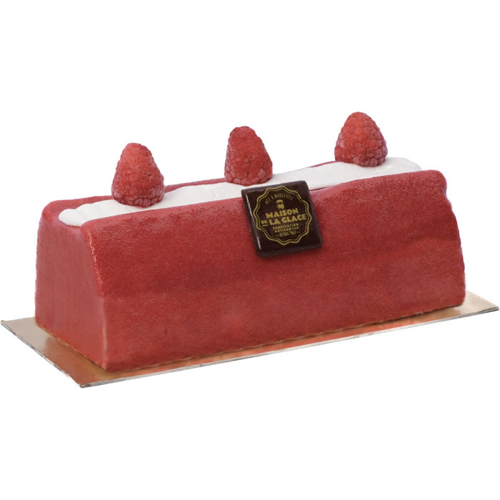 MAISON DE LA GLACE Buche glacée à la vanille et sorbet à la framboise