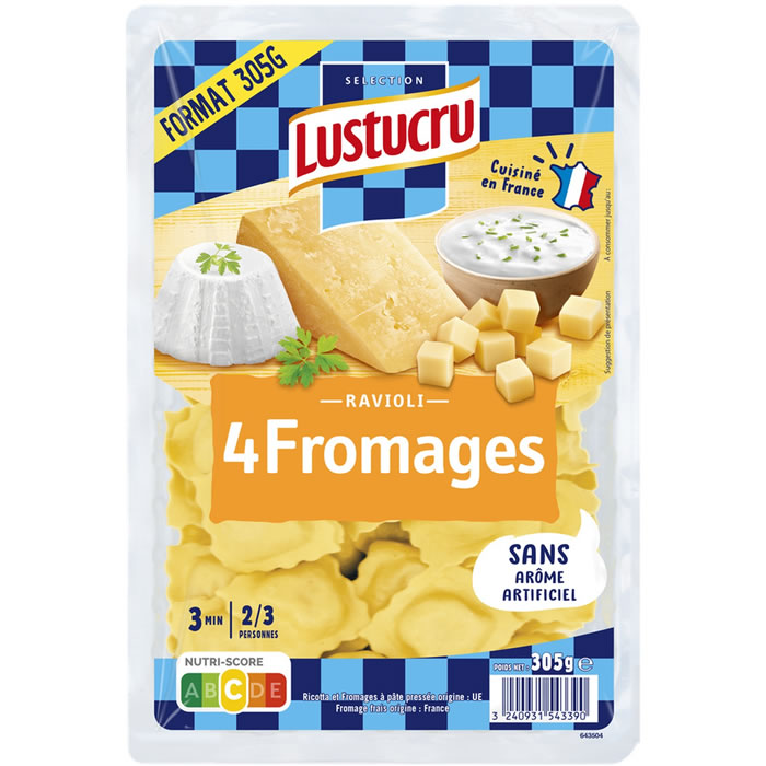 LUSTUCRU Les Pâtes Fraîches Ravioli aux 4 fromages