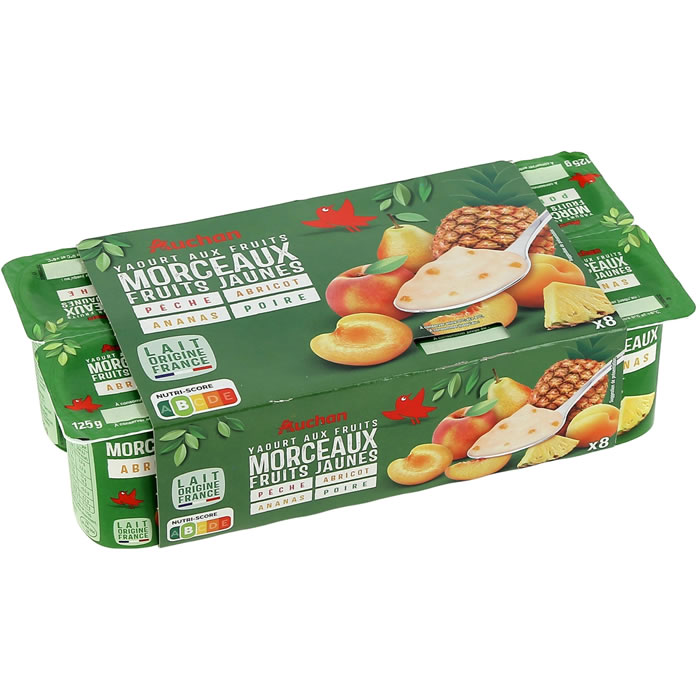 AUCHAN Panaché de yaourts aux morceaux de fruits