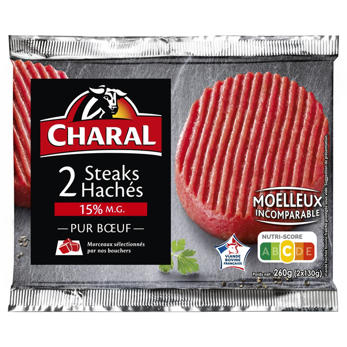 CHARAL Steaks hachés pur boeuf 15% M.G