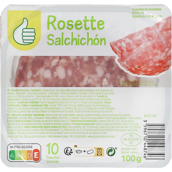 AUCHAN Essentiel Rosette en tranche