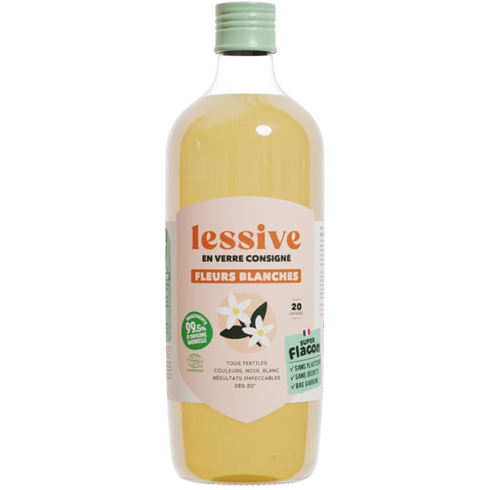 SUPER FLACON Lessive liquide aux fleurs blanches