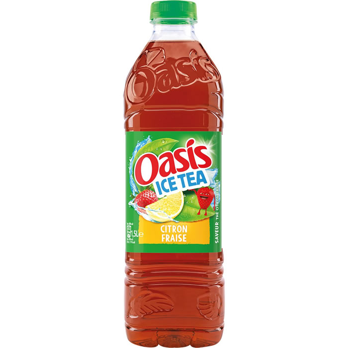 OASIS Ice Tea Thé noir glacé aromatisé au citron et fraise