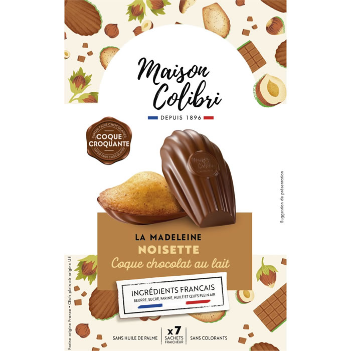 MAISON COLIBRI Madeleines noisette coque au chocolat au lait