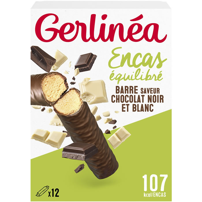 GERLINEA Barres hyper-protéinés au chocolat noir et blanc