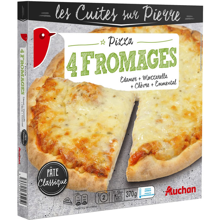AUCHAN Les Cuites sur Pierre Pizza 4 fromages