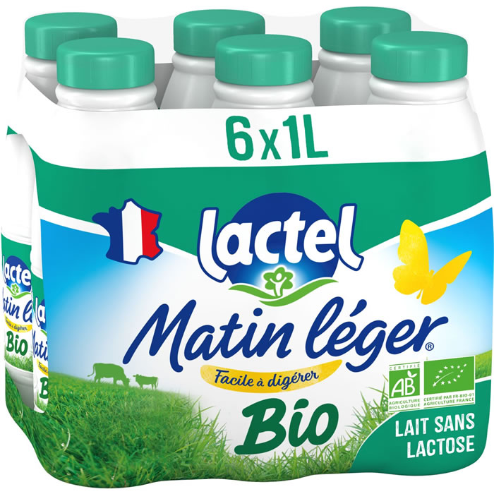 LACTEL Matin Léger Lait écrémé sans lactose 0% M.G UHT bio