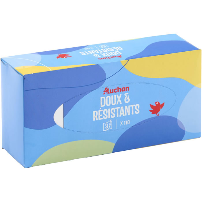 AUCHAN Doux & Résistant Mouchoirs boîte 3 épaisseurs