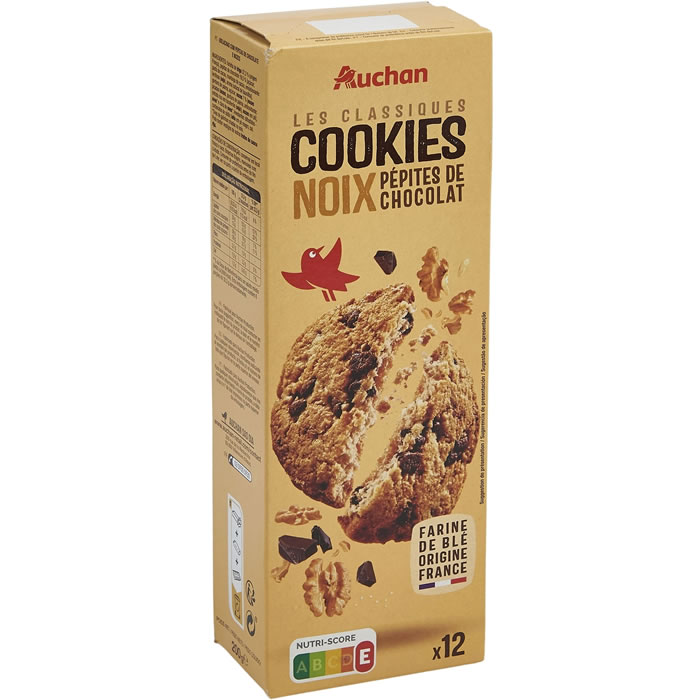 AUCHAN Cookies aux pépites de chocolat et noix