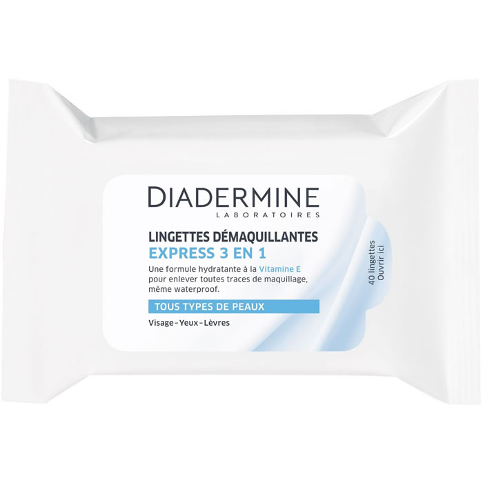 DIADERMINE Express 3-en-1 Lingettes démaquillantes et hydratantes à la vitamine E