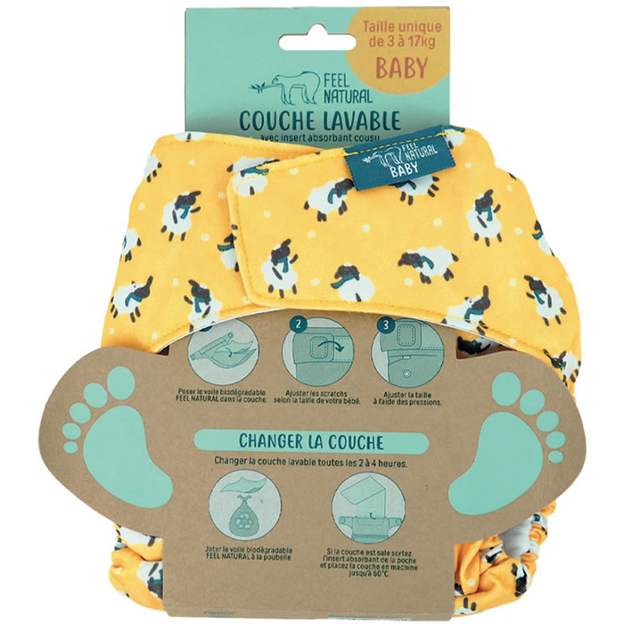 FEEL NATURAL Baby Couche lavable et réutilisable (3-17 kg)