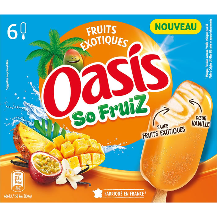 OASIS So Fruiz Bâtonnets glacés vanille et fruits exotiques