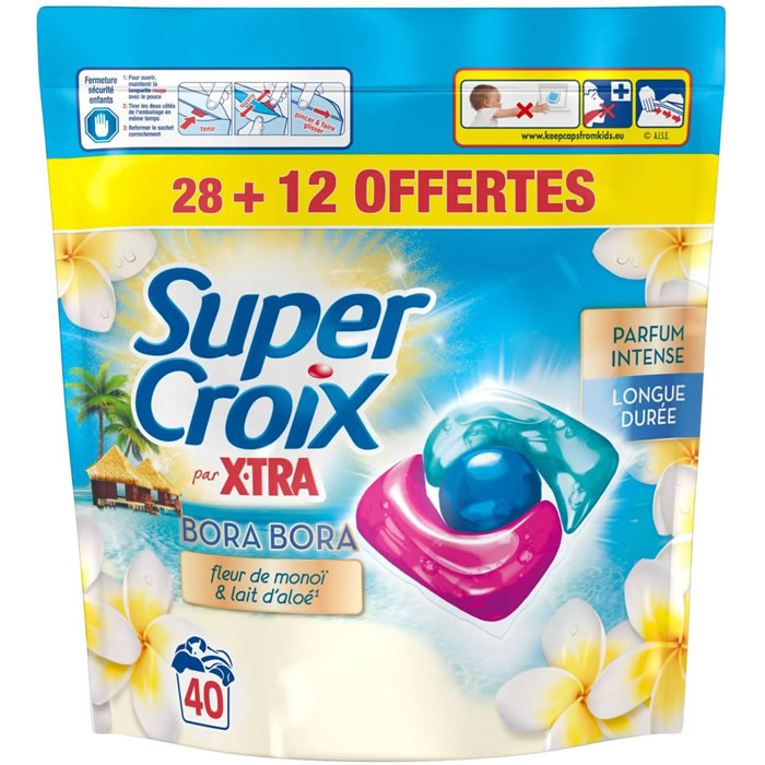 SUPER CROIX X-tra Bora Bora Lessive capsule à la fleur de monoï et lait d'aloe