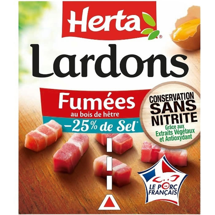 HERTA Lardons fumés -25% sel sans nitrite