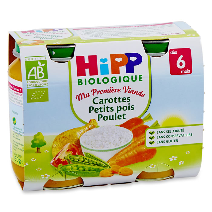HIPP Carottes petits pois poulet bio dès 6 mois