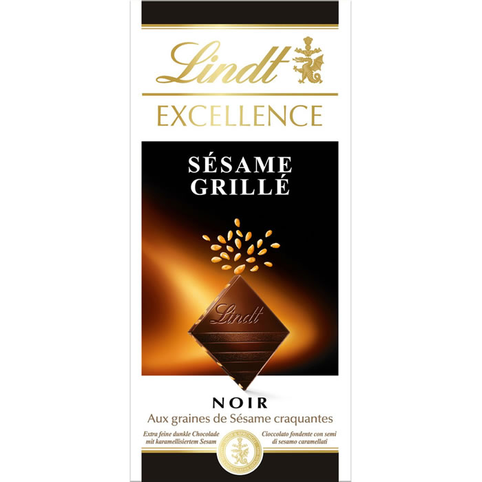 LINDT Excellence Tablette de chocolat noir aux graines de sésame