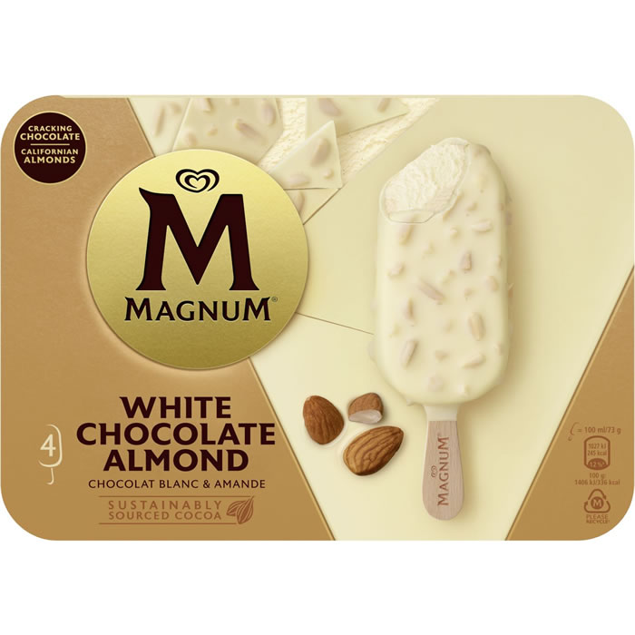 MAGNUM White Almond Bâtonnets glacés au chocolat blanc et amandes