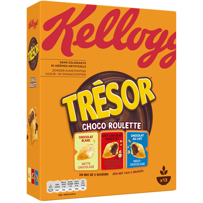 KELLOGG'S Choco Roulette Céréales fourrées aux 3 chocolats