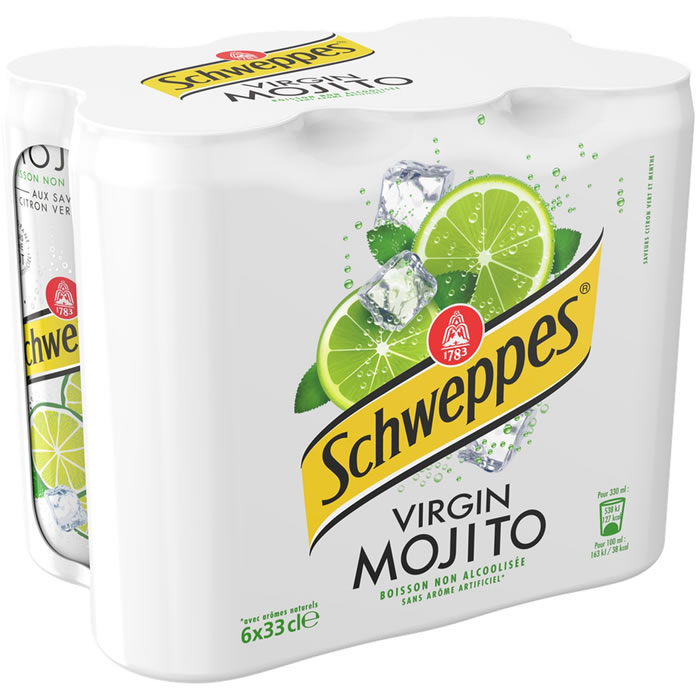 SCHWEPPES Virgin Mojito Boisson gazeuse au citron vert et menthe sans alcool